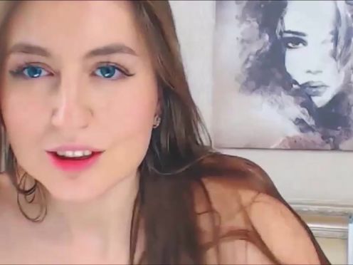 Young Teen Cam Girl with Blue Eyes Squirting her Pink Pussy in Closeup