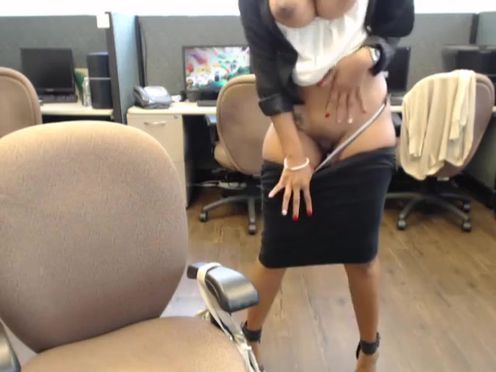 Naughty Secretary Rozena Ally Strips & Masturbates