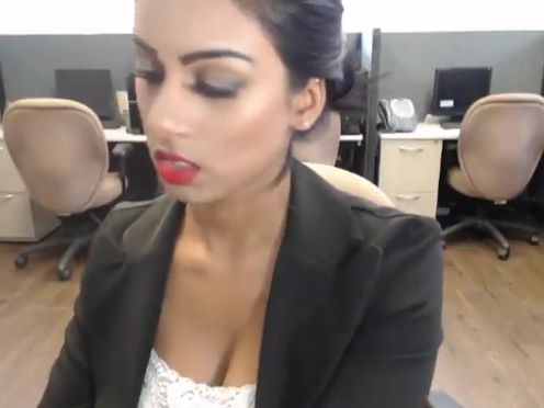 Sexy Secretary Rozena Ally Strips & Masturbates